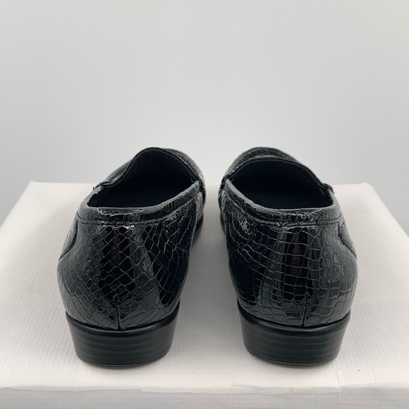 NWT NIB SAS Women’s Simplify Slip On Black Croc Leather Loafer Shoes - Picture 7 of 11